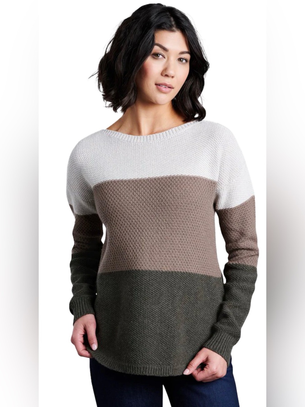 Kuhl Bella Stripe Sweater Colorblock Knit Boat Neck Cotton Merino Size M